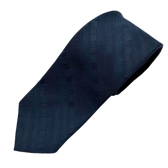 Velduci Men's Tie Necktie Tone on Tone Blue Stripe Polyester Classic Office - Picture 1 of 7